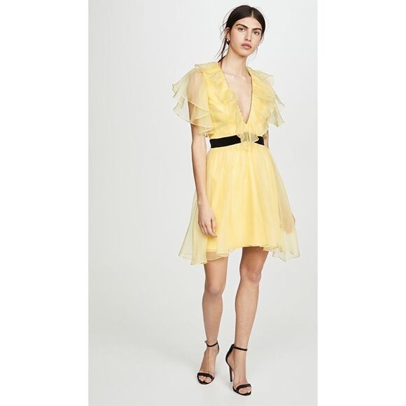 macgraw silk Sandpiper Deep V-Neck Dress Yellow Black Size 8 - Picture 4 of 12